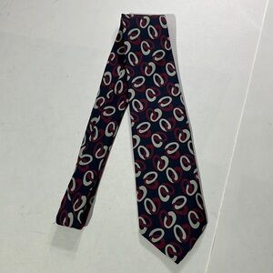 Polo by Ralph Lauren vintage geometric silk tie navy burgundy